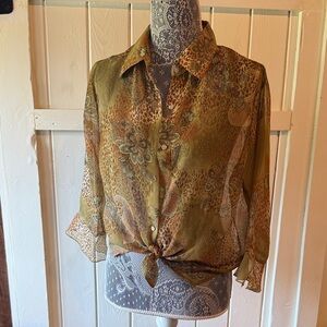 Paisley Cheetah 🐆 Floral Patterned Sheer Blouse